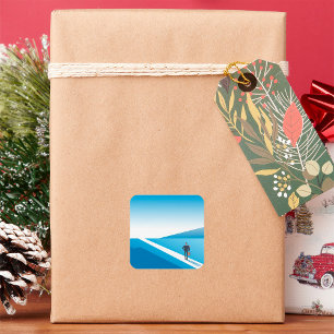 Pegatina Cuadrada Empresario mirando hacia el futuro