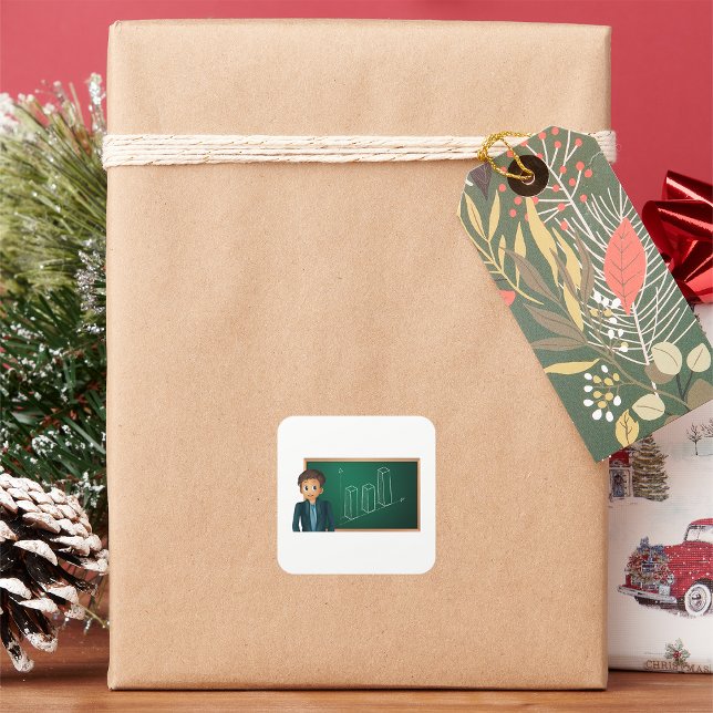 Pegatina Cuadrada Empresario presentando Pegatinas (Subido por el creador)