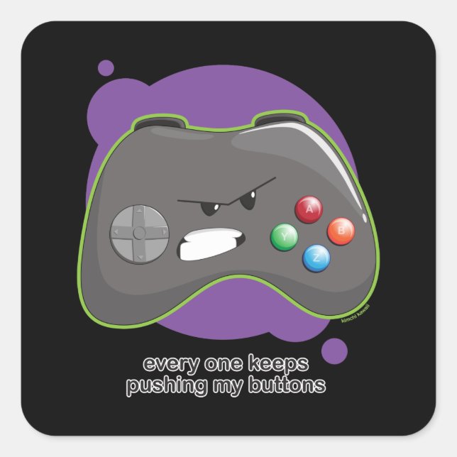 Pegatina Cuadrada Empujar mis botones (Anverso)