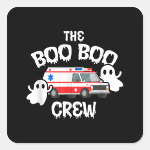 Pegatina Cuadrada EMT Paramédico EMS Boo Boo Crew Ambulancia Ghost H