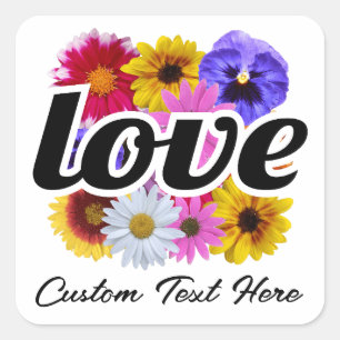 Pegatina Cuadrada En Bloom - Amor por Bouquet floral cuadrado