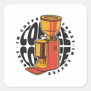 Pegatina Cuadrada En café confiamos