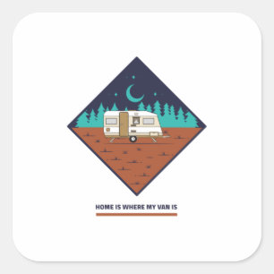 Pegatina Cuadrada En Casa Es Donde Mi Van Está