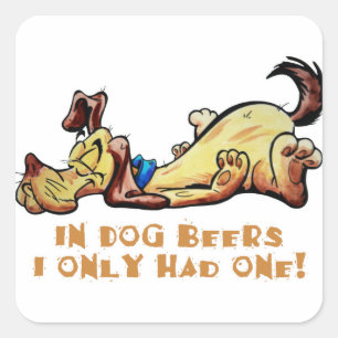 Pegatina Cuadrada En cervezas de perro