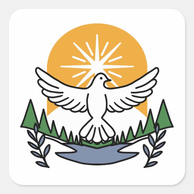 Pegatina Cuadrada En el espíritu de Dios que levantamos - Fe y liber (Anverso)