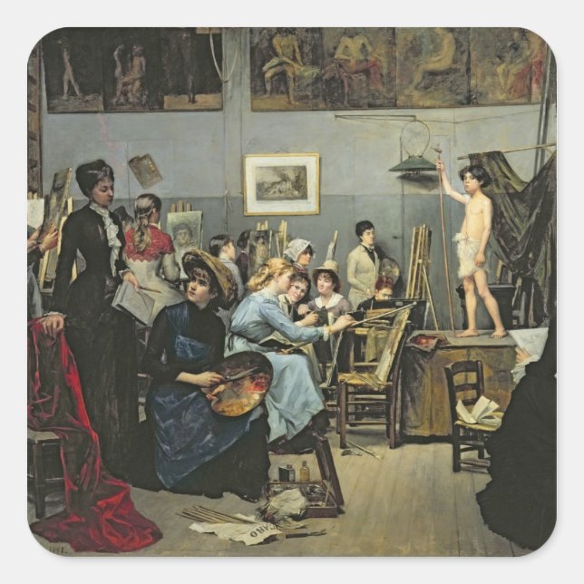 Pegatina Cuadrada En el estudio (Anverso)