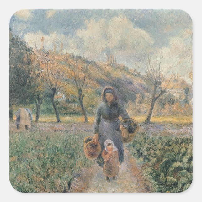 Pegatina Cuadrada En el jardín (Anverso)