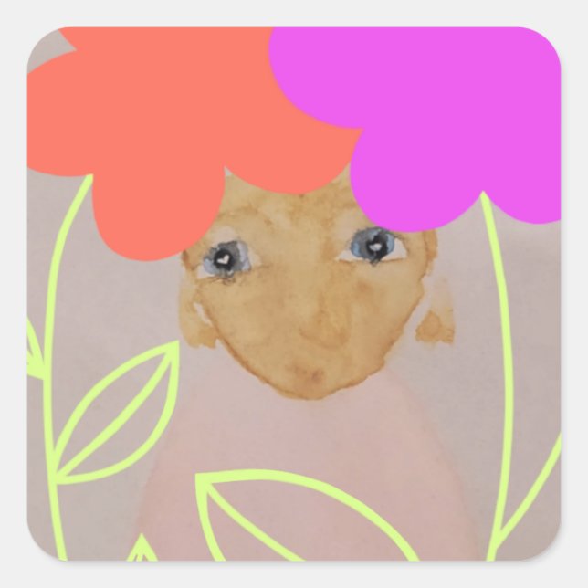 Pegatina Cuadrada En el jardín (Anverso)