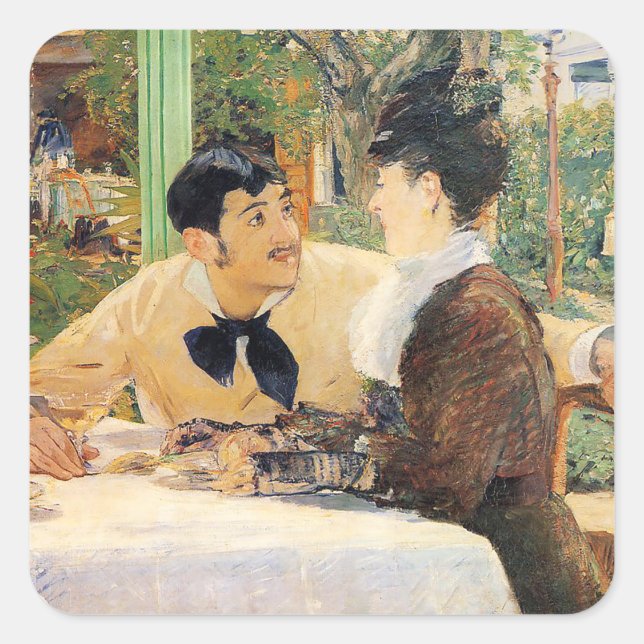 Pegatina Cuadrada En el Manet del padre Lathuille (Anverso)