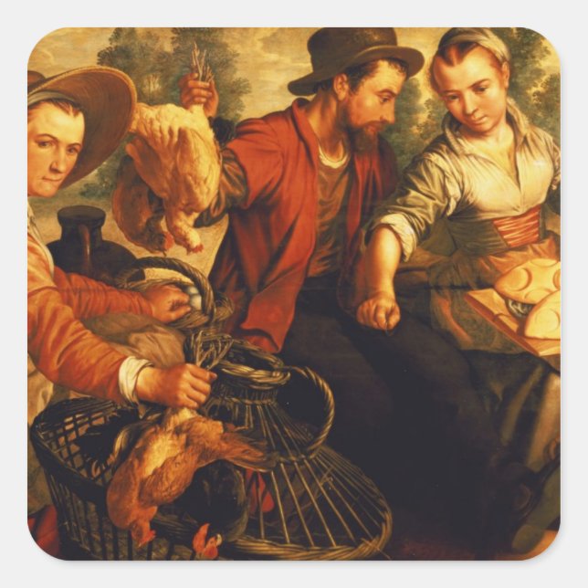 Pegatina Cuadrada En el mercado (Anverso)