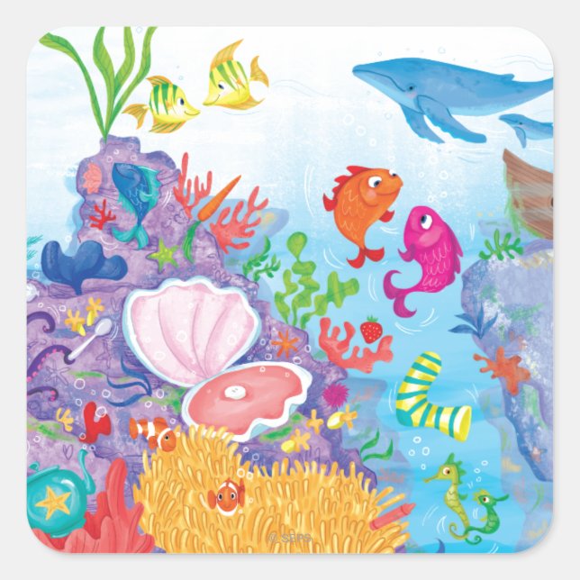 Pegatina Cuadrada En El Océano (Anverso)