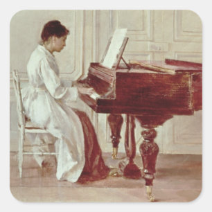 Pegatina Cuadrada En el piano, 1887 (aceite sobre lienzo)