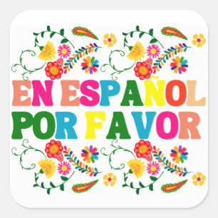 Pegatina Cuadrada En Español Por Favor , Regalo para Maestra de Espa