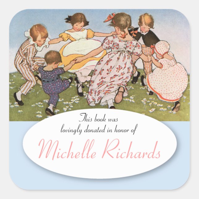 Pegatina Cuadrada En honor a ... placa de biblioteca (Anverso)