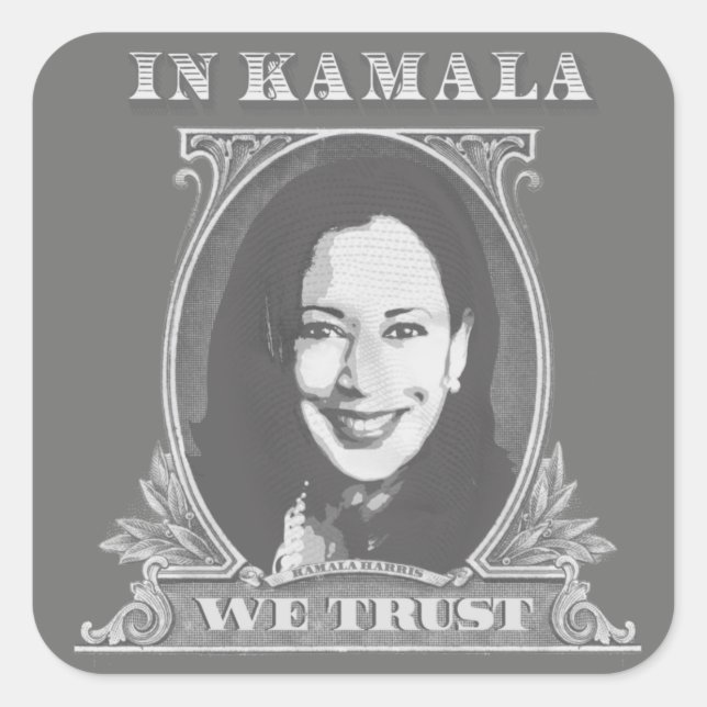 Pegatina Cuadrada En Kamala Confiamos - Proyecto de ley Kamala Harri (Anverso)