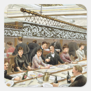 Pegatina Cuadrada En la bahía, hora de la cena - Una marea del océan