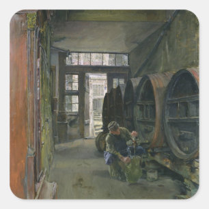 Pegatina Cuadrada En la fábrica de vinagre de Hamburgo, 1891