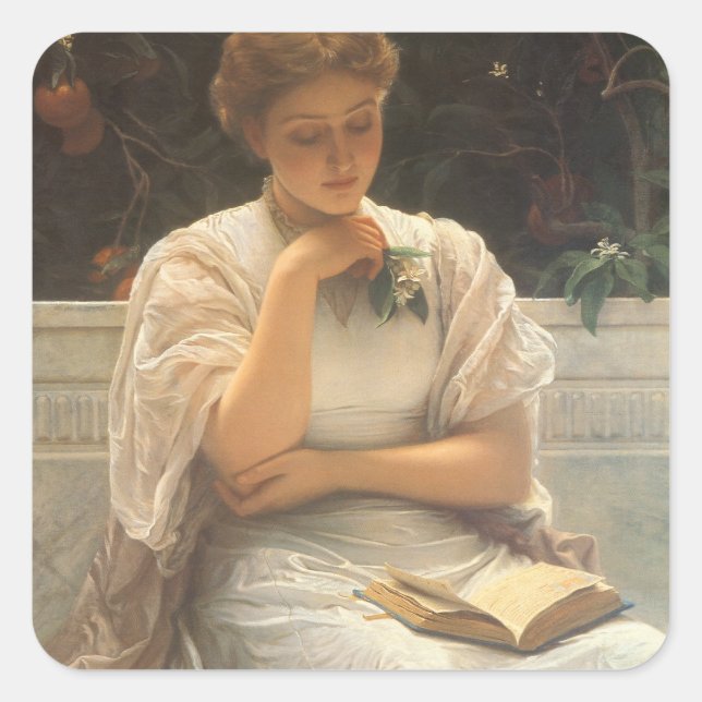 Pegatina Cuadrada En la Orangería de Charles Edward Perugini (Anverso)
