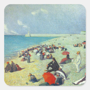 Pegatina Cuadrada En La Playa
