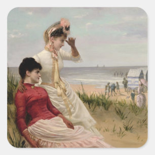 Pegatina Cuadrada En la playa