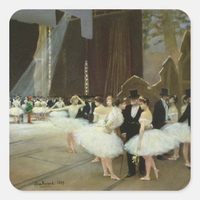 Pegatina Cuadrada En las alas de la Ópera, 1889 (Anverso)