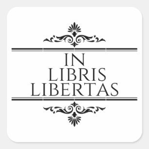 Pegatina Cuadrada En Libris Libertas - En Libros Libertad
