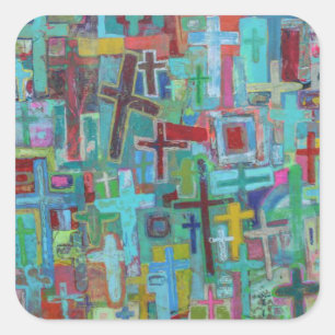 Pegatina Cuadrada En los Pegatinas cruzados