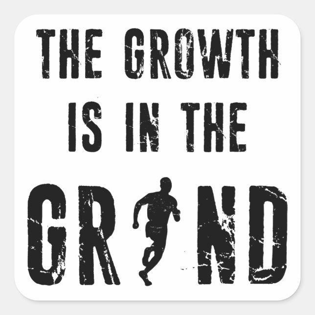 Pegatina Cuadrada En Marcha, El Crecimiento Está En La Mano (Anverso)