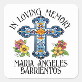 Pegatina Cuadrada En Memoria Cariñosa En Memoria