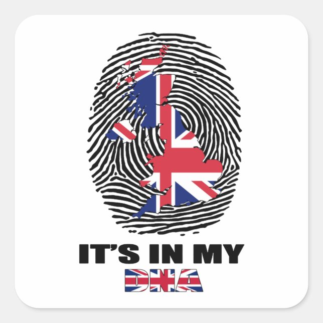 Pegatina Cuadrada En mi ADN Reino Unido Patriótico Reino Unido Britá (Anverso)