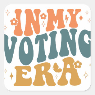Pegatina Cuadrada En mi era de votación, una onda retro