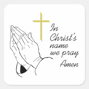 PEGATINA CUADRADA EN NOMBRE DE CRISTO REZAMOS