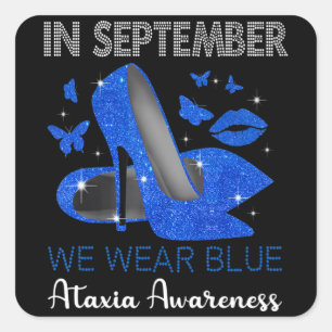 Pegatina Cuadrada En Septiembre, Llevar Tos Altos Azules Ataxia Conc