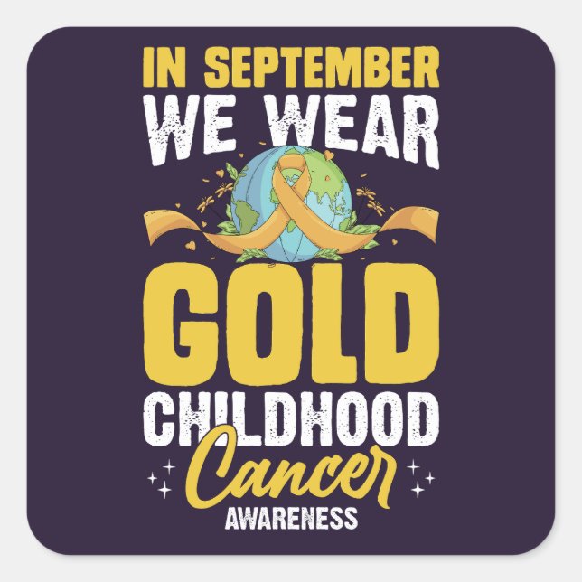 Pegatina Cuadrada En Septiembre Usamos El Awarene Del Cáncer Infanti (Anverso)