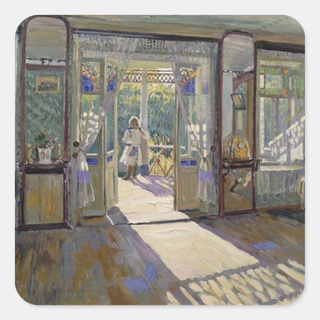 Pegatina Cuadrada En una casa, 1913 (Anverso)