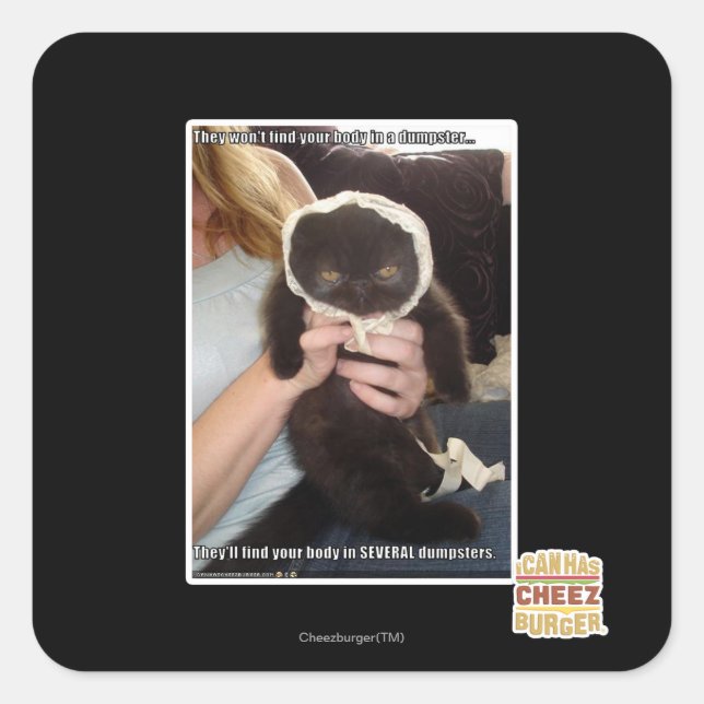 Pegatina Cuadrada En varios basureros (Anverso)