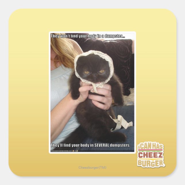 Pegatina Cuadrada En varios basureros (Anverso)