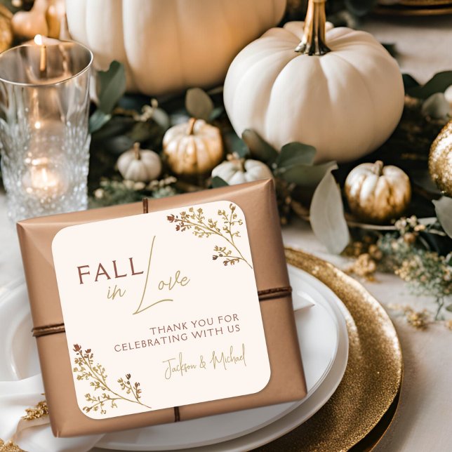 Pegatina Cuadrada Enamorarse del Follaje Otoñal Invitación Neutral p (Subido por el creador)