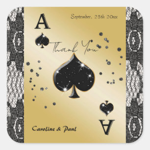 Pegatina Cuadrada Encaje Negro, As de Espadas, Agradecimiento de Pur