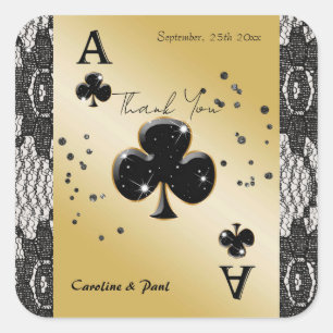 Pegatina Cuadrada Encaje negro, As de Trébol, Agradecimiento de Purp