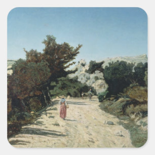 Pegatina Cuadrada Encamine a de la Gineste, cerca de Marsella, 1859