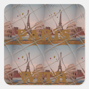 Pegatina Cuadrada Encantador De París Con Amor J'aime Paris Design