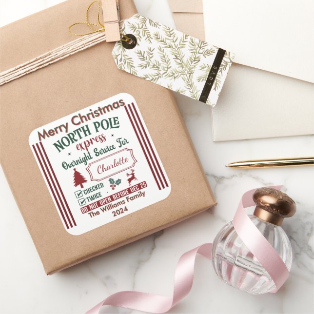 Pegatina Cuadrada Encantador diseño del Polo Norte Express (Regalar)