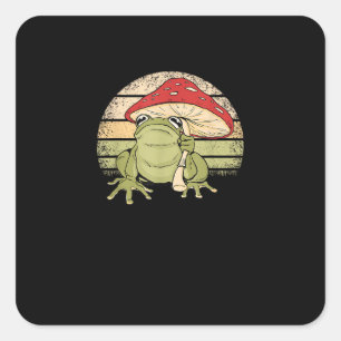 Pegatina Cuadrada Encantador Frog Champiñón Goblincore Sapo Aes