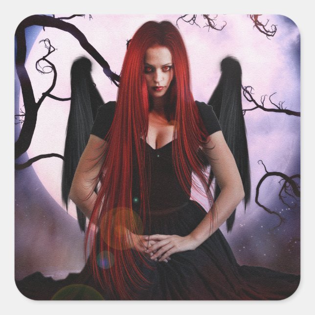 Pegatina Cuadrada Encantador oscuro (Anverso)