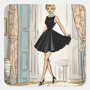 Pegatina Cuadrada Encantadora Decoración de Moda del LBD