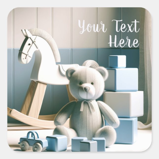 Pegatina Cuadrada Encantadora habitación infantil con juguetes (Anverso)