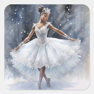 Pegatina Cuadrada Encantadora Reina de Nieve Negra de Nutcracker
