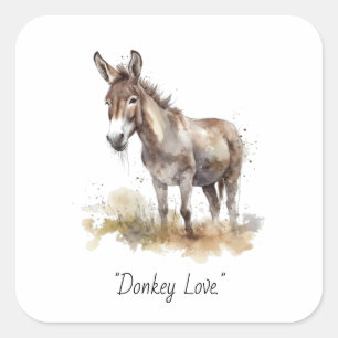 Pegatina Cuadrada Encantadora serenidad en burro, personalizado