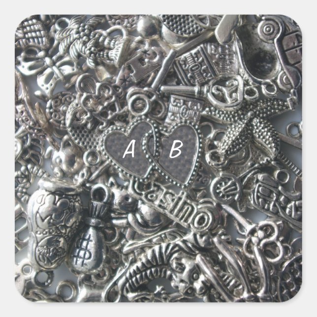 Pegatina Cuadrada Encantos cardíacos (Anverso)